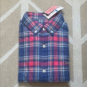 NWT Boys Vineyard Vines Blue and Pink Plaid Shirt